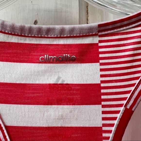 Adidas climalite racerback athletic sleeveless tank top xs pink white striped - Picture 5 of 6